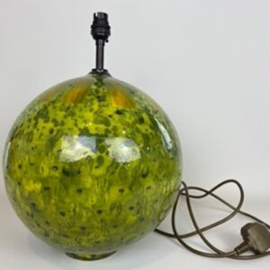 A handmade earthenware lamp base, finished with a variety of techniques to resemble a lemon. 